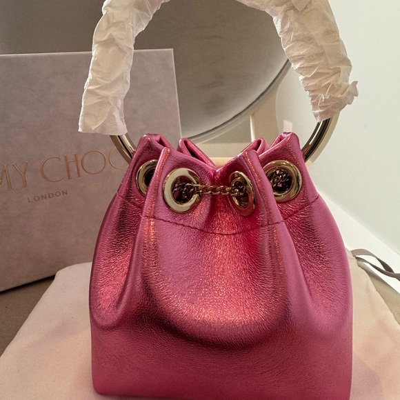 Jimmy Choo Pink Mini Bag with Metallic Finish - Picture 3 of 4